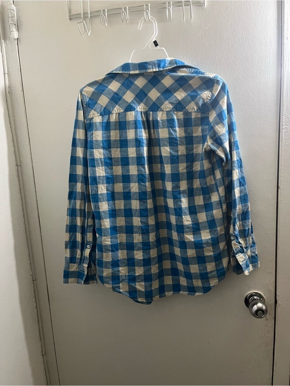 J. Crew boy fit Blue and White Gingham Cotton Button-Up Shirt - Picture 5 of 7